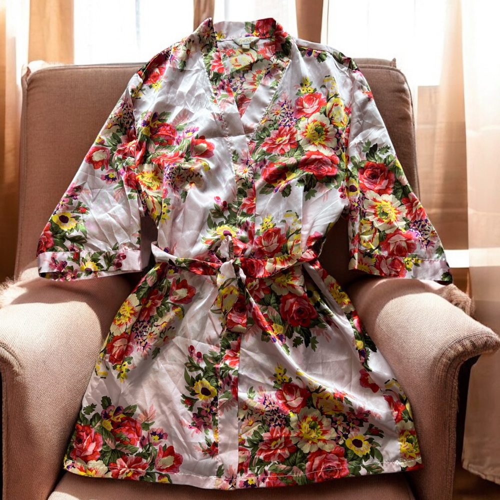 Miss to Mrs Floral Satin Bridal Robe Plus Size‎ Wedding Getting Ready